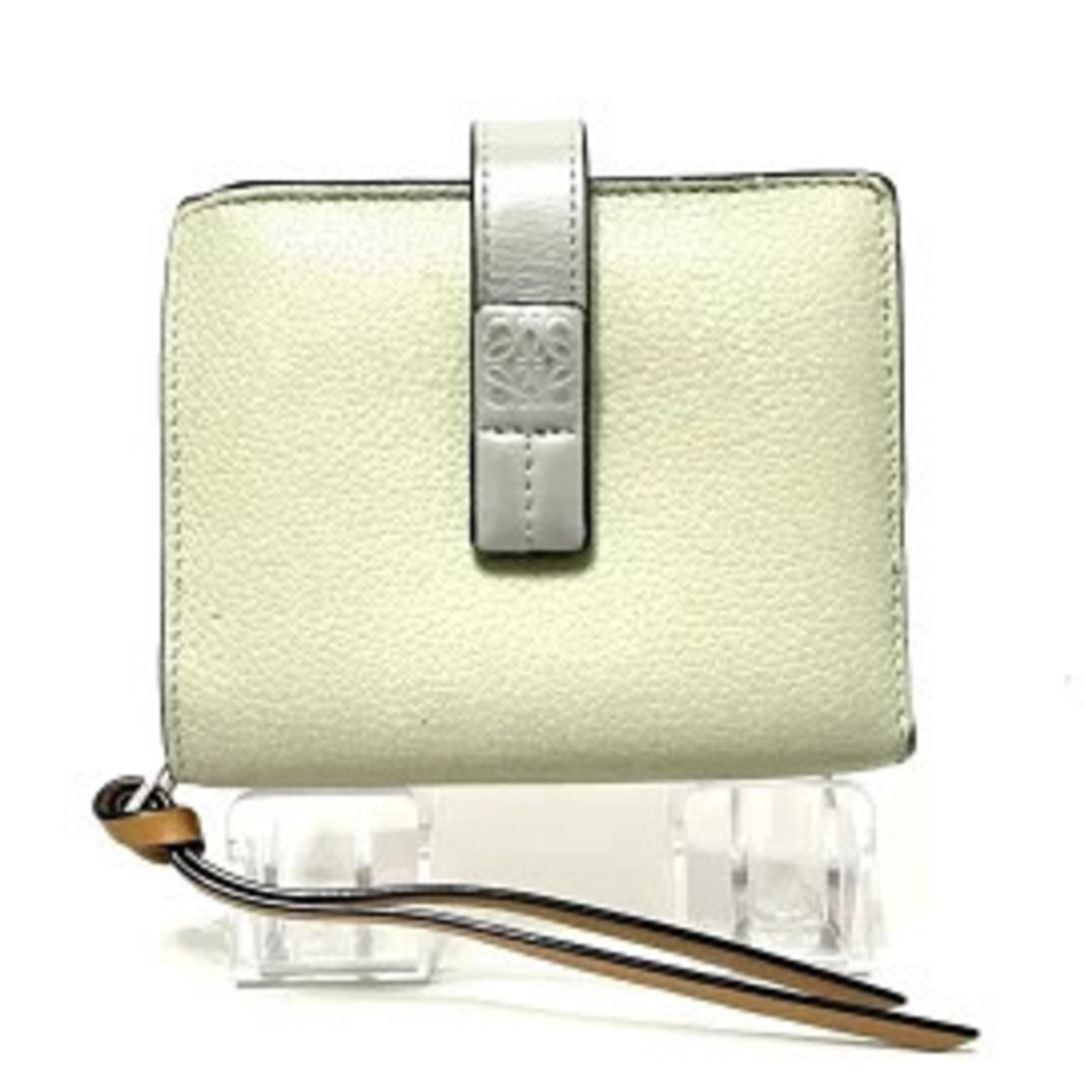Loewe Compact Zip Wallet Bi fold Green Soft Grain Calf Leather